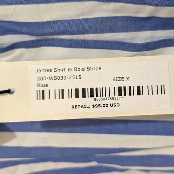 Alex Mill James Shirt in Bold Stripe - Blue/White Button-Up - Womens Size XL NWT - Picture 9 of 10